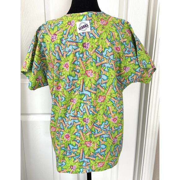 S.C.R.U.B.S. Giraffe Print Scrub Top Size Small - Picture 5 of 5